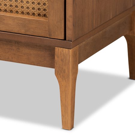 Baxton Studio Ramiel MidCentury Modern Ash Walnut Finished Wood and Rattan 6Drawer Dresser 215-12427-ZORO